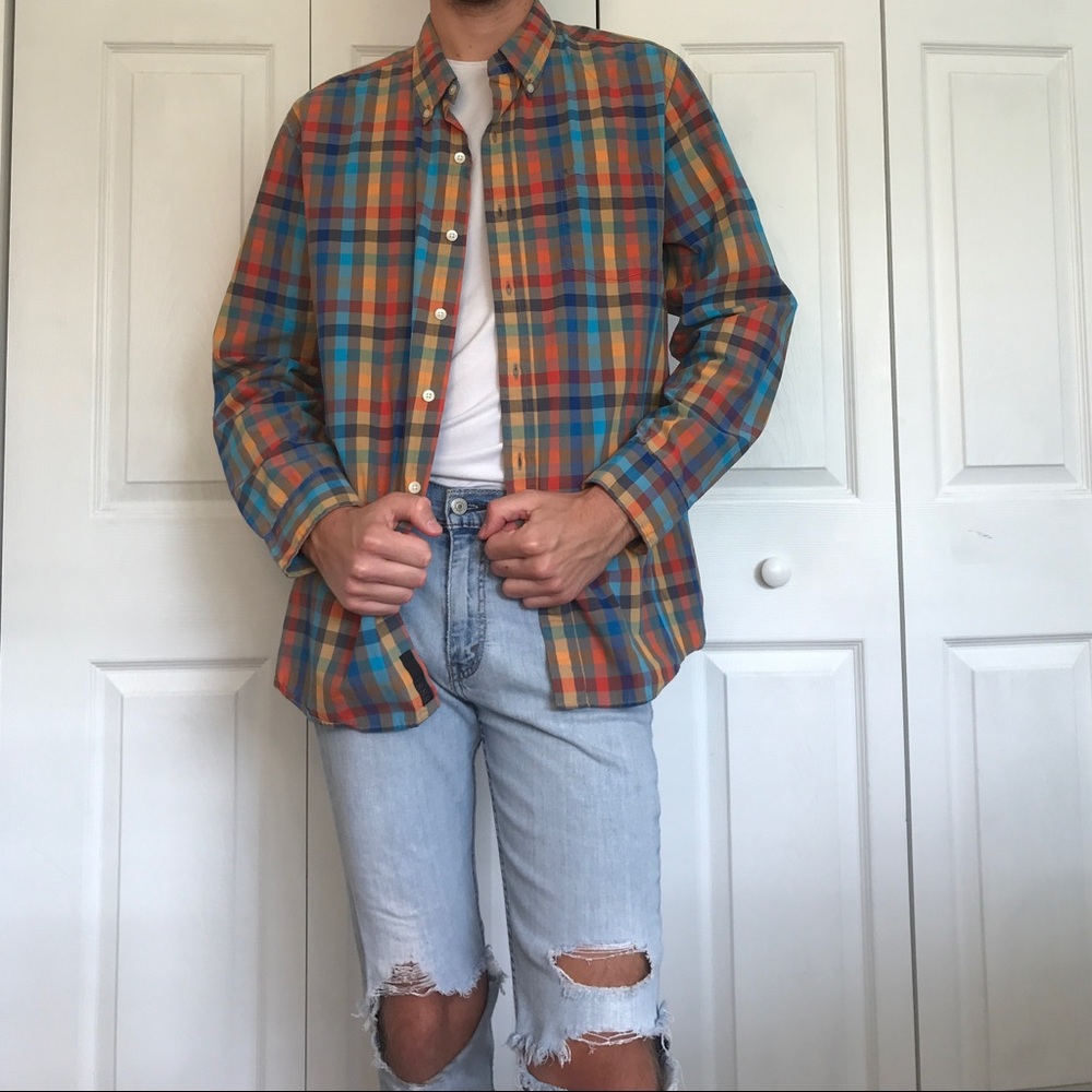 Gingham Button-Up Dress Shirt